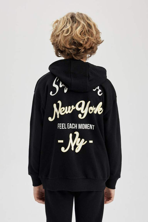 Толстовка оверсайз с капюшоном и принтом для мальчиков - Defacto фото 8