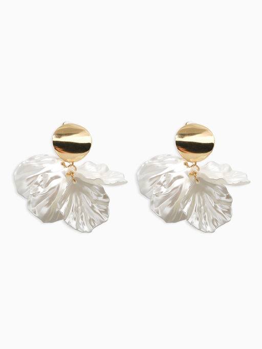 Клипсы для ушей QF Ветерок, цвет белый в золоте