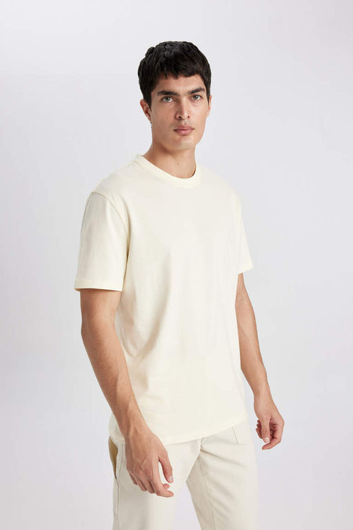 Новая базовая футболка стандартного кроя с круглым вырезом и короткими рукавами из 100% хлопка - Defacto фото 3