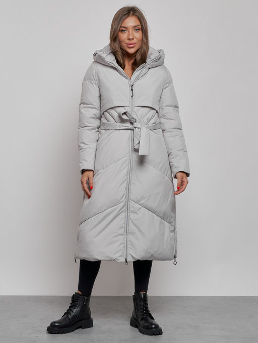 Пальто утепленное молодежное зимнее женское светло-серого цвета 52356SS - Holdluck фото 2