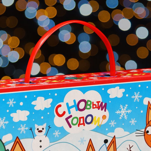 Цена за 5 шт. Коробка подарочная новогодняя складная «Три кота» 25×5×15 см