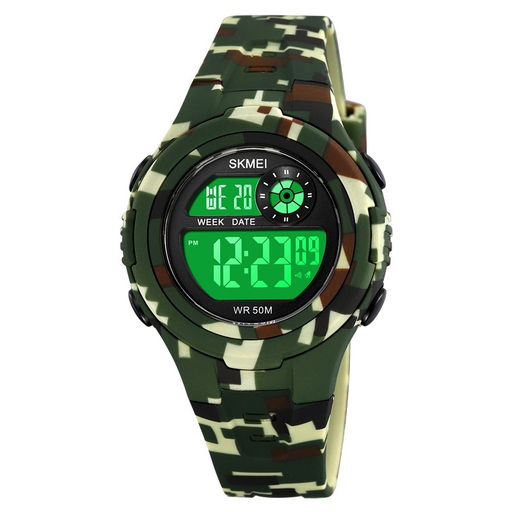 Детские наручные часы электронные Skmei 2280green-camo