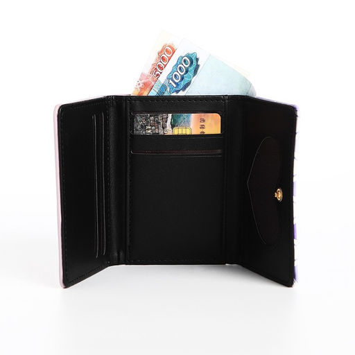 Кошелёк «Ромбы», маленький, на кнопке, сиреневый