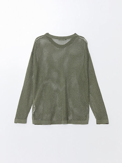 Bisiklet Yaka Ajurlu Uzun Kollu Kad?n Triko Kazak - Waikiki фото 2