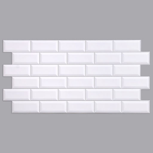 Стеновая панель ПВХ «Плитка Кабанчики», 485×960 мм, цвет жемчужный