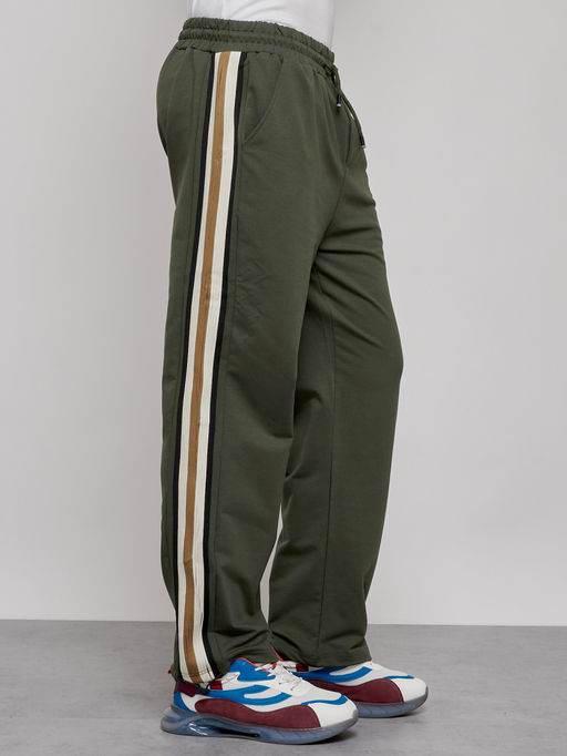 Широкие спортивные штаны трикотажные мужские цвета хаки 12903Kh - Mtforce фото 11