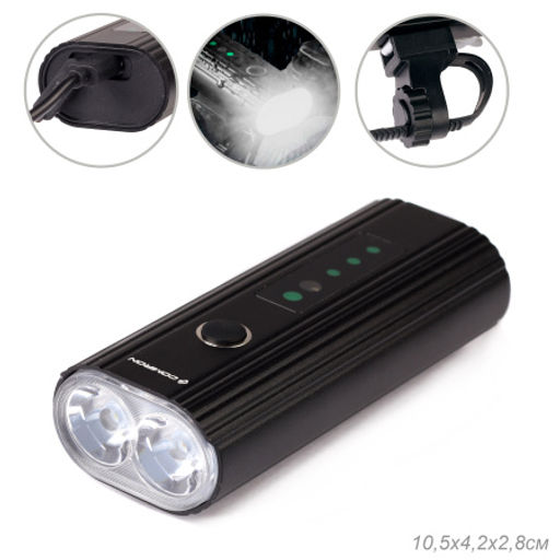 Фонарь передний COMIRON OKO700 корпус: авиационный алюминий 6063, IP67; свет: 2 XPG, 700lm; аккум: 3.7V 4000 mAh, USB; POWER BANK. /уп 50/ - Галеонтрейд фото 13