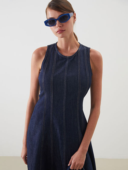 Bisiklet Yaka Jean Elbise