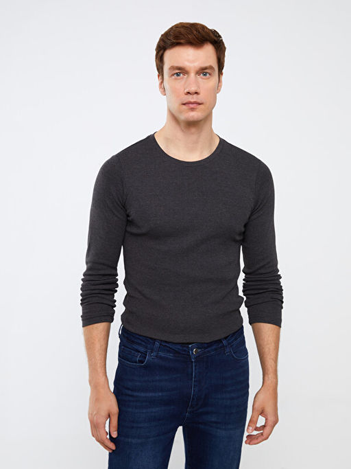 Bisiklet Yaka Uzun Kollu Erkek Sweatshirt