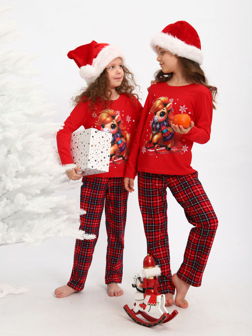 ПЖ064 Пижама "Лошадка" (красный)