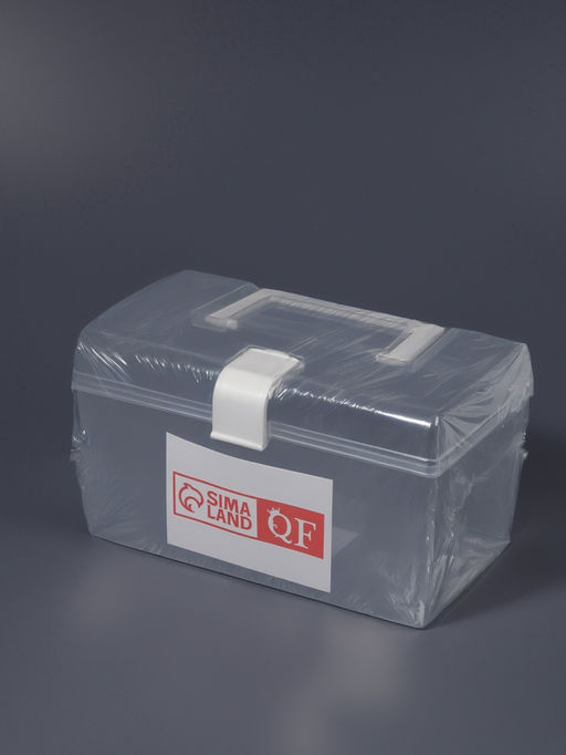 Бокс для хранения мелочей, с ручкой, 19.5×12×11 см, прозрачный/белый