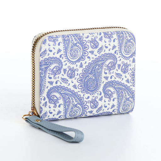 Кошелёк женский на молнии с ремешком, голубой