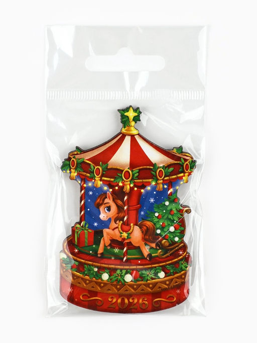 Цена за 3 шт. Магнит новогодний на холодильник «Карусель»