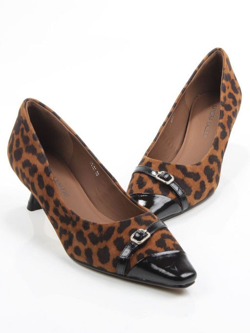 06-P3131 BLACK/LEOPARD Туфли женские (натуральная замша, натуральная кожа)
