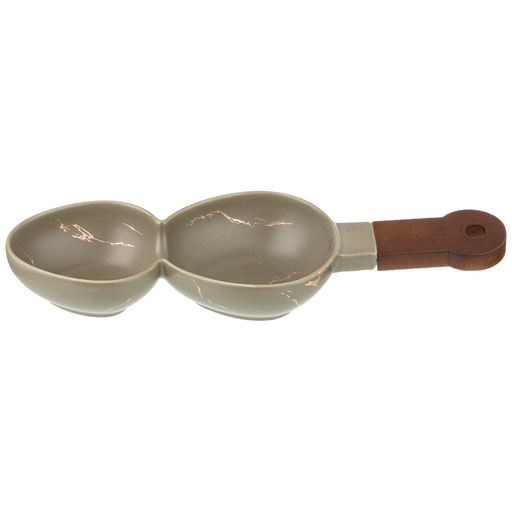 МЕНАЖНИЦА С ДЕРЕВЯННОЙ РУЧКОЙ КОЛЛЕКЦИЯ ЗОЛОТОЙ МРАМОР ЦВЕТ: GRAY 34*11,3*5 СМ - Lefard фото 4