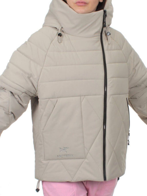 270 GRAY/BEIGE Куртка зимняя облегченная женская (верблюжья шерсть) - Фабричный китай фото 2