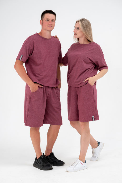 Костюм из футера унисекс бордо-меланж - Амадэль фото 13