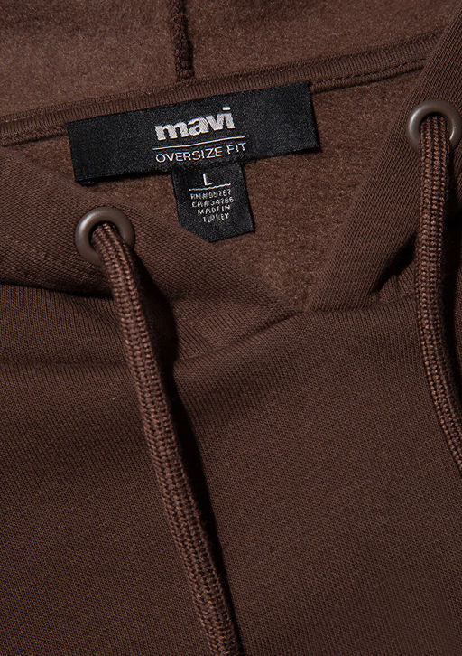 Mavi Logo Bask?l? Kapusonlu Kahverengi Sweatshirt  фото 8