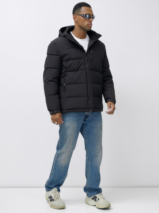 Куртка спортивная мужская зимняя большого размера черного цвета 617Ch - Wonderrman фото 4