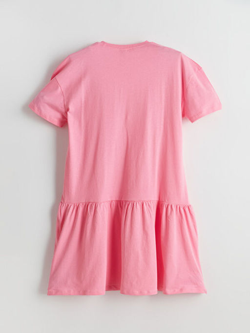 Bisiklet Yaka London Bask?l? K?z ?ocuk Elbise