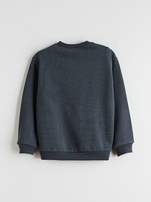 Bisiklet Yaka Bask?l? Erkek ?ocuk Sweatshirt