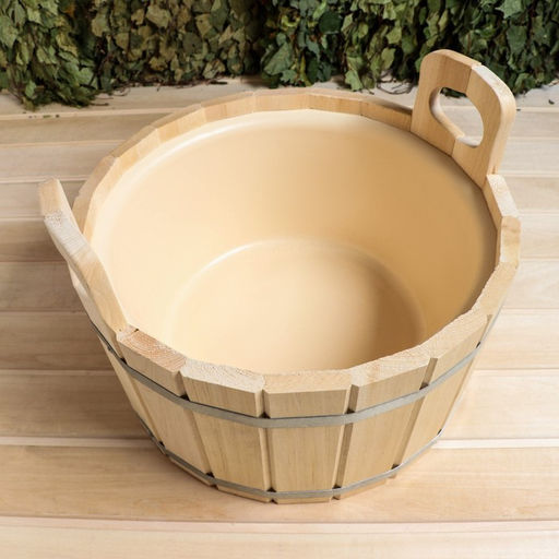 Шайка - таз для бани и сауны, 12 л, деревянная, пластиковая вставка, «Добропаровъ»