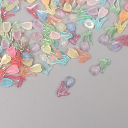 Цена за 2 шт. Декор для творчества акрил Весенний тюльпан, светится в темноте, набор 100 шт., 1.4?0.8 см