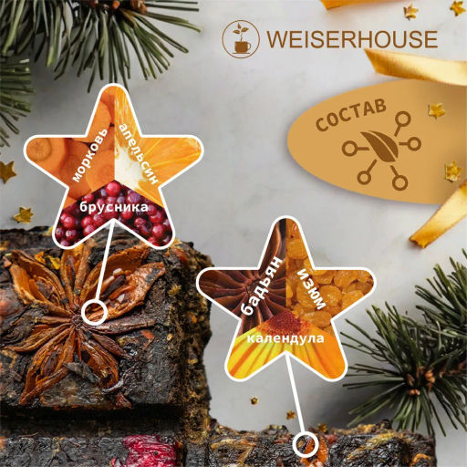 Чай НГ ЧА-ЧА-ЧА, плитка 75 гр, 1 уп. Новогодний ассортимент - Weiserhouse фото 7