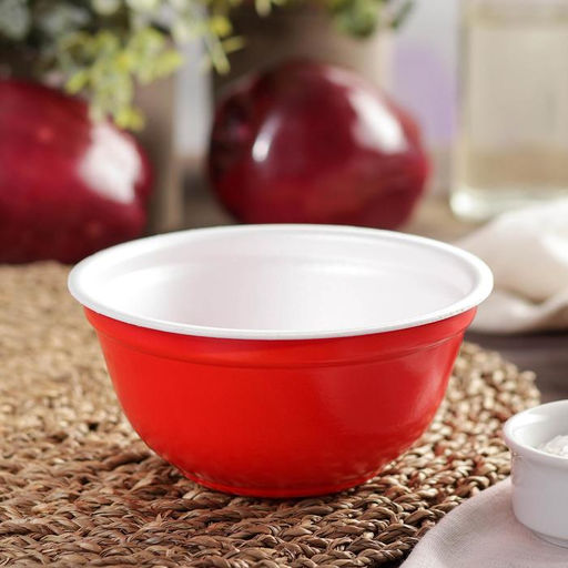 Цена за 480 шт. Контейнер - тарелка одноразовый, 500 мл, суповой, пластик, красный