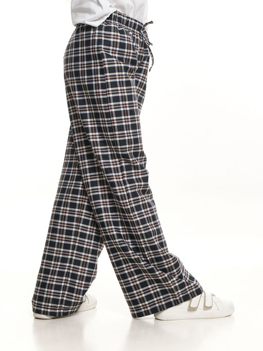 Брюки палаццо спортивные штаны для девочки одежда в клетку UD 7942(5170) т.синяя/белая клетка - Mini maxi фото 3
