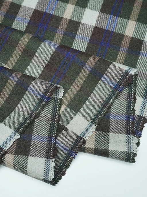 Шерсть пальтово-костюмная Твид Клетка цв.молочный/коричневый/зеленый, ш.1.5м, шерсть-60%, п/э-40% - Купава фото 7