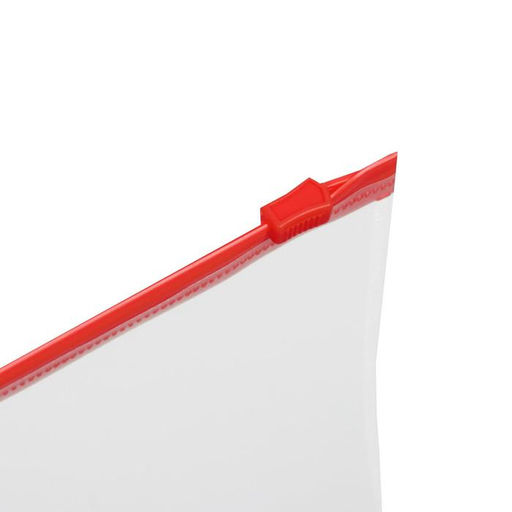 Цена за 12 шт. Папка-конверт на ZIP-молнии A4, 150 мкм, Calligrata, прозрачная, красная молния