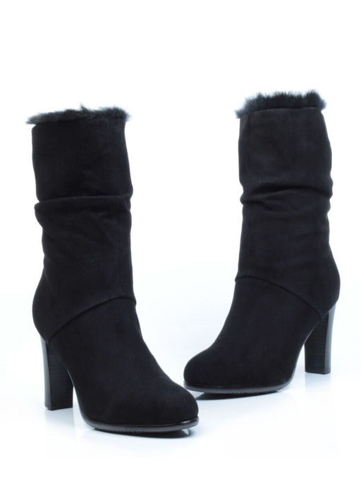 F16-181M BLACK Полусапоги зимние женские (натуральная замша, натуральный мех (полностью))