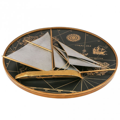 Панно настенное металлическое Паруса д60см, h2-6см, декоративное, объемное, черный/серебристый, ручная работа, в коробке (Китай) ДОПУСКАЮТСЯ: небольшие потертости, вкрапления, неровности. - Домашняя Мода фото 2