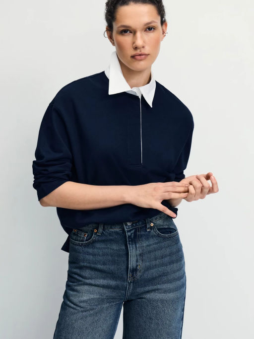 Хлопковый джемпер с отложным воротником / Zarina