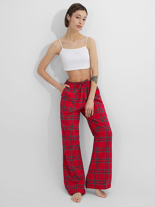 Брюки домашние Mark Formelle из хлопка красные в клетку  фото 5