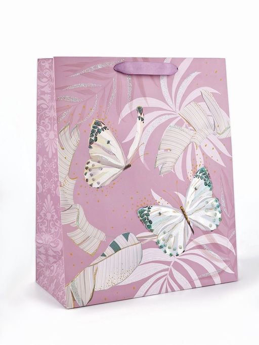 Пакет ламинированный Цветы, глиттер, 26?12.5?32 см