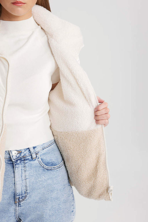 Куртка из искусственного меха обычного кроя с воротником-стойкой - Defacto фото 7