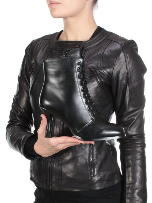 04-E29W-15A BLACK Ботильоны зимние женские (натуральная кожа, натуральный мех)