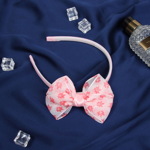 Цена за 2 шт. Ободок для волос «Бантик крошка», листья, 10×1 см, розовый