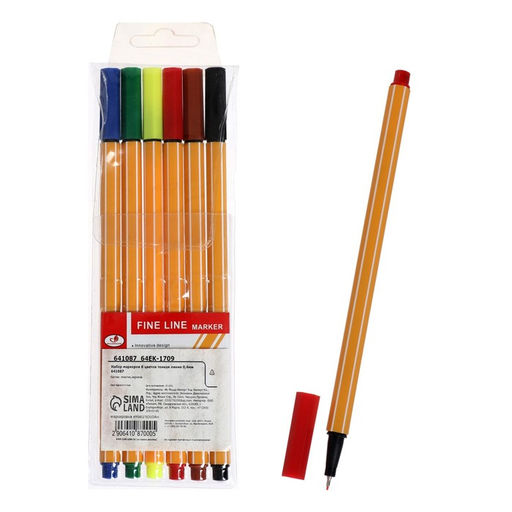 Набор капиллярных ручек Полоски, 6 цветов, МИКС - Simaland фото 4