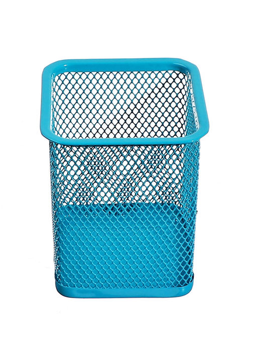 Стакан для пишущих принадлежностей квадратный сетка металл бирюзовый