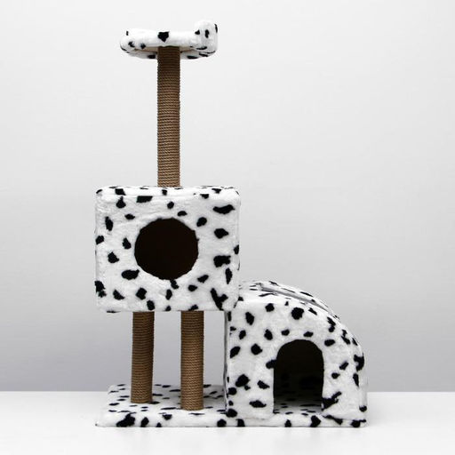 Домик для кошек с когтеточкой Двухуровневый, 72 х 37 х 110 см, джут, далматинец - Пижон фото 6