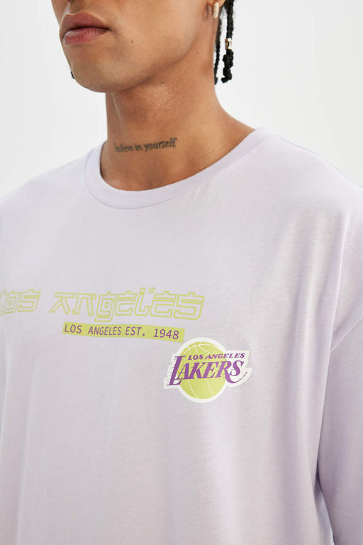 DeFactoFit Футболка оверсайз с круглым вырезом и короткими рукавами NBA Los Angeles Lakers  фото 6
