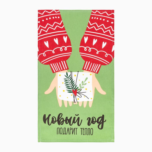 Набор новогодний кухонный новогодних полотенец Доляна Тепло Нового года 35?60 см-2 штуки, 100% хлопок, 160 г/м?