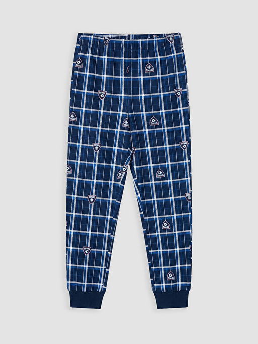 Bask?l? Bisiklet Yaka Erkek ?ocuk Pijama Tak?m