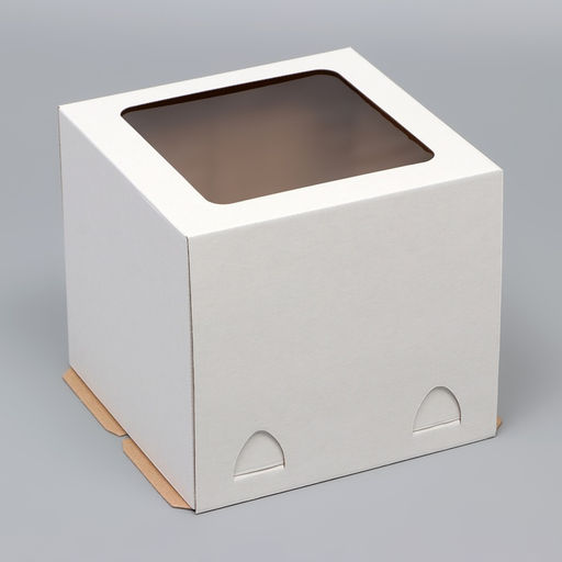 Цена за 2 шт. Коробка под торт, с окном, без ручек, белая, 24×24×22 см