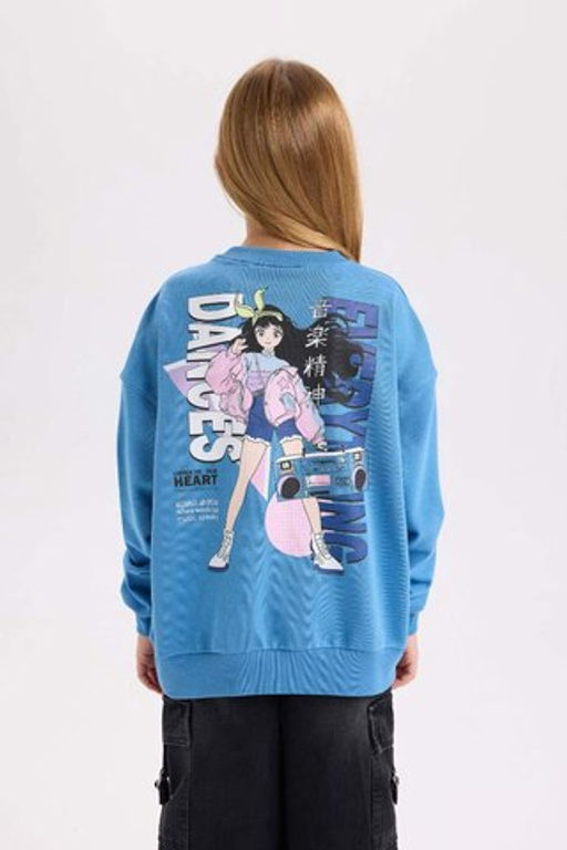 Толстовка с круглым вырезом для девочек - Defacto фото 7