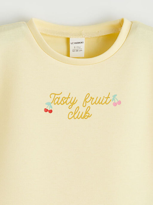 Bisiklet Yaka Bask?l? K?z ?ocuk Ti??rt