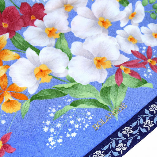 "Япония-2045" Полотенце махровое 50х90см, плотность 300гр/м2, 100% хлопок, "Ирисы", синий, Bolangde (Китай)